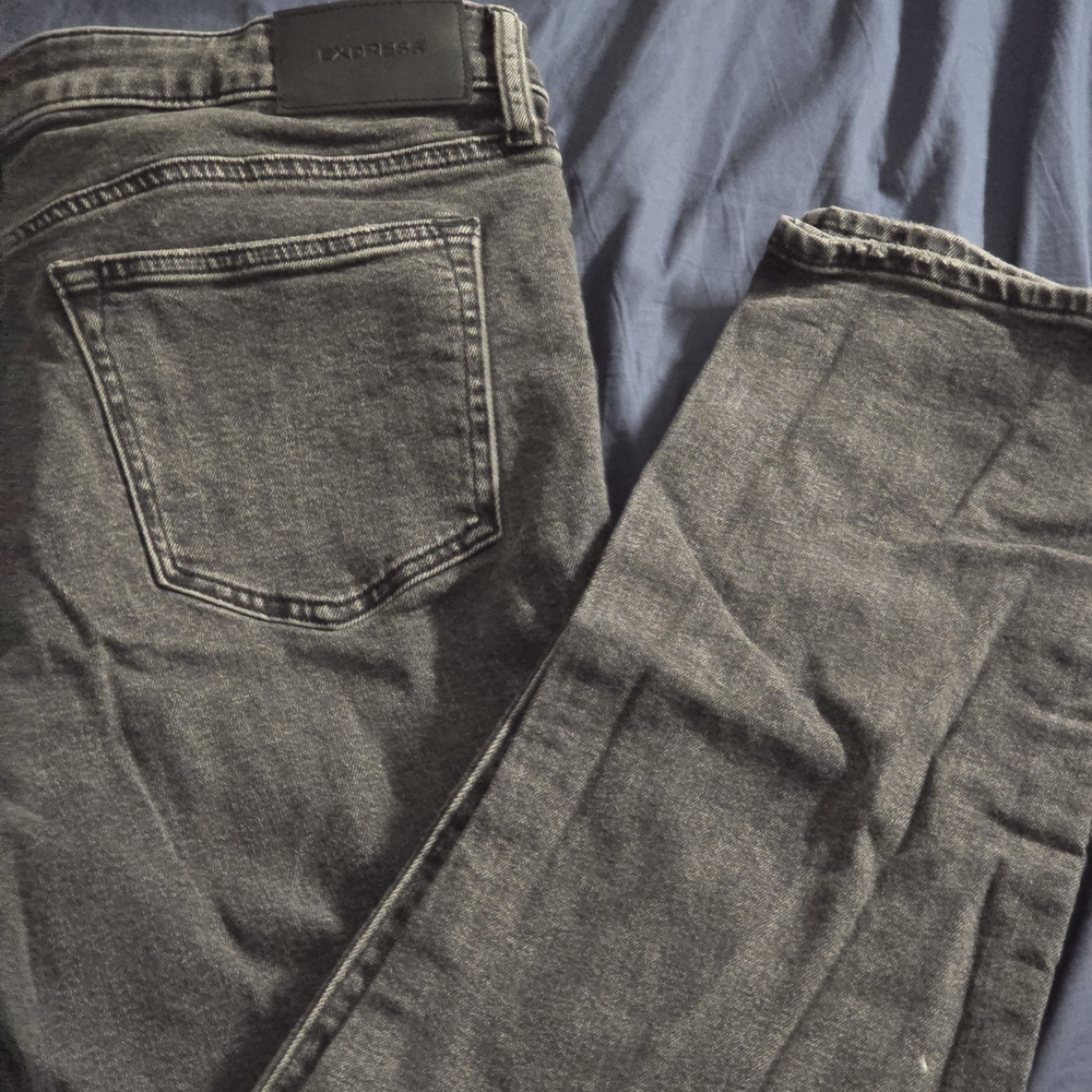 Express Dark Gray Slim Straight Jeans